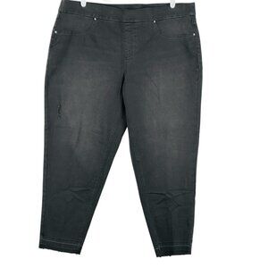 NWOT Terra & Sky Women Pull-on Black Denim Jeggings 2X (20W-22W) Stretch Raw Hem
